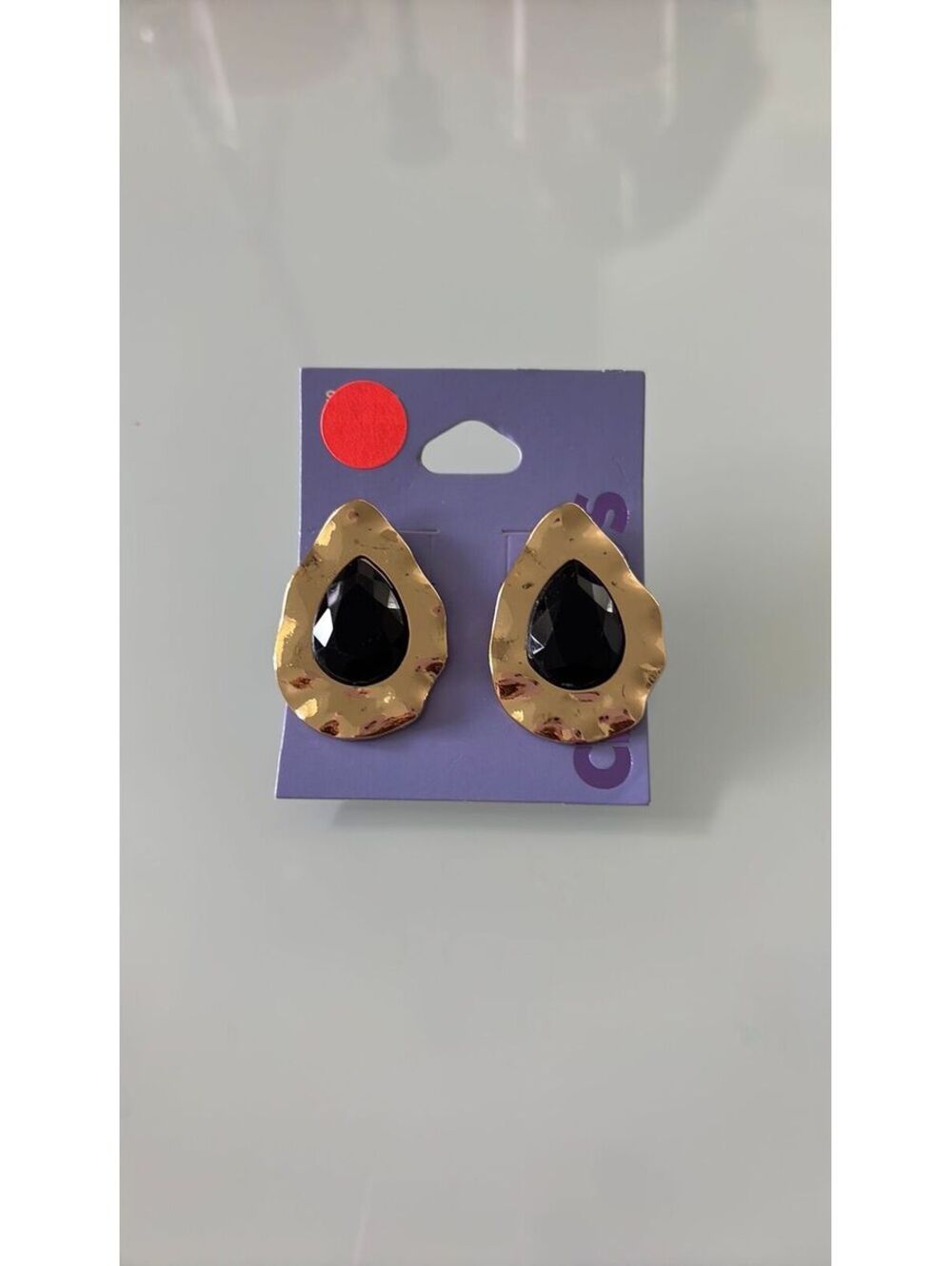 Teardrop black and gold earrings